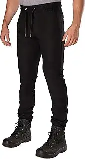 [Bad Workwear] 247 Slim Fit Cuffed Elastic Waist Chino Work Pants for Men - Reinforced Pockets, Elastic Waist, Lightweight and Breathable