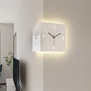 Wall Clock Double Sided Corner Wall Clock Battery Operated Wall Clocks 3D Silent Clock Wall Decor Sticker Non Ticking With Light