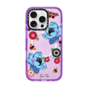 iPhone 16 Pro Impact Case MagSafe Compatible BLUE FLOWER BOMB IPHONE CASE BY SUE TSAI