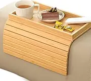 Couch Cup Tray, Sofa Hack Armrest Table, Multifunction Caddy Arm Tray, Foldable Snacks Organizer, Living Room Cups Holder for Drink, Phone, Remote Control and Snack Use