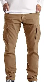 [Maiyifu-GJ] Men's Cotton Hiking Pants Lightweight Elastic Waist Cargo Pants Casual Athletic Joggers Sweatpants with Pockets