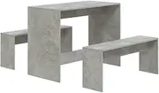 [vidaXL] Dining Set 3 Piece Indoor Living Dining Room Kitchen Restaurant Dinner Table and Chair Seating Furniture Set Concrete Grey Engineered Wood