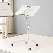 Mobile Standing Desk with Wheels, Adjustable Angle and Height Classic Lectern Podium Stand, Portable Over-Bed Table for Living Room, Bedroom, Medical