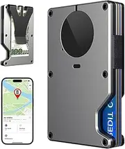 Anti-lost Air Wallet Built in Finder Tag, Smart Tracker Wallet for Men, RFID Slim Minimalist Credit Card Holder Front Pocket Wallets with Money Clip, Work for Apple Find My (iOS Only)-Men Gifts, Grey,