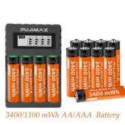 4-20PK 1.5V AA AAA Batteries Rechargeable Lithium Li-ion Battery +/Charger Lot