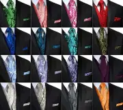 Men's Paisley Tuxedo Vest, Tie and Hankie. Formal Dress Wedding Prom Homecoming