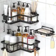 YASONIC 2024 New Corner Shower Caddy, 3-Pack 9.5‘’ X 9.5'' X 2.8'', Black