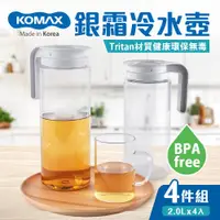 在飛比找ETMall東森購物網優惠-【KOMAX】銀霜Tritan耐熱冷水壺4件組(2.0Lx4