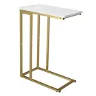 C Shaped End Table, Couch Side Table That Slide Under Sofa Bed, Small Table f...