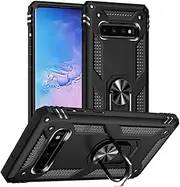 Aozuoton for Samsung Galaxy S10 Case, Military Grade 16ft. Drop Tested Ring Shockproof Protective Phone Case for Samsung Galaxy S10, Black