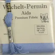 Cross Stitch 16 Count Aida fat quarter Sea Spray Blue light blue periwinkle