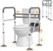 Leagent Stand Alone Toilet Safety Rail Adjustable Width & Height Fit Any Toilet