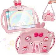 IPad 9th Generation Case for Girls, Kids Protective Case with Screen Protector for iPad 10.2 inch, 9th/8th/7th Gen, Pink Rabbit Design