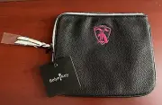 Belyn Key Golf Keystone Pouch Black w/Pink Stitched Logo White Zipper Pull NWT