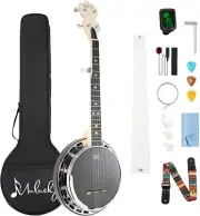 5 String Banjo 28 Inch Travel Banjo with Remo Head Resonator and 5Th Tuner