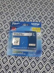 Brother TZe-131 P-Touch Label TZe-1312PK Black Print on Clear Laminated Tape 2PK