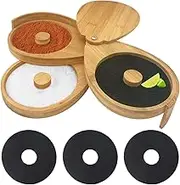 Margarita Salt Rimmer, 3 Tier Bamboo Bar Glass Rimmer for Cocktails, Bar Salt and Sugar for Margarita, Bloody Mary, Manhattan Drinks Bar Party Accessories Bartender Tool Set (Sponge Included)