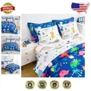 3D Dinosaur Bedding Set - Full Size 7-Piece Comforter and Sheet Set for Children