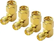 SMA Male to Female Right Angle 90-Degree Adapter Gold Plated Contacts Pack of 4…