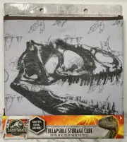 Jurassic World Foldable Storage Bin Cube Organizer Dinosaur Skull Gray & Black
