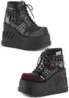 Pleaser Demonia 4 3/4 Inch Platform Lace-Up Wedge Bootie, Inside Zip