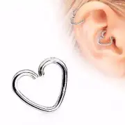 18G Titanium HEART EAR CARTILAGE EARRING TRAGUS HELIX CLIP HOOP DAITH RING hoop