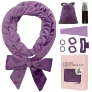 No Heat Curling Rod Headband, Hair Curlers to Sleep In - Purple, 70" Long,