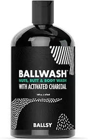 (473ml (Pack of 1)) - Ballwash Charcoal Body Wash for Men - Ballsy XL Pump, Shower Gel Ballwash for Men - 473ml Moisturising Men's Bodywash with Coconut Oil - Natural Soap for Men & Great for a Manly Care Package