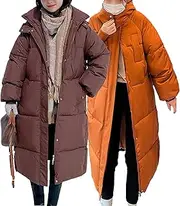 [JEShifangjiusu] Women Comfortable Casual Knee Length Padded Jacket Winter Warm Long Down Jacket Long Sleeve Thick Jacket Parka, Color 6, M
