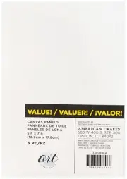 American Crafts Art Supply Basics Panel Back Canvas 5/Pkg-5"X7"