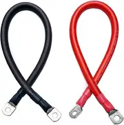 4/0 AWG Gauge Red + Black High Performance Battery Inverter Cables Solar, RV, Car, Boat, Bot Side 3/8 inch Lug, Made in The USA (3 FEET)