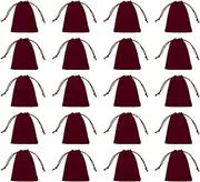 uxcell 20pcs Flocked Cloth Drawstring Bag 2.8 x 3.5 Inch Jewelry Flocked Pouches Gift Bags for Wedding Party Favor Candy Jewelry Packaging Organizing Storage, Claret