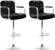 [Artiss] Bar Stools Stool Set of 2 Adjustable Kitchen Swivel Counter Barstools Dining Chair Chairs Gas Lift Leather Black in 68-81cm Seat Height Floor for Home Bar Dining Room Cafe Outdoor Indoor