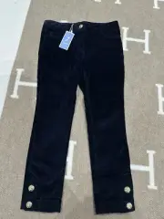 BNWT Jacadi Paris Girls Pants Size 4Y Navy Velour Cotton RRP $129