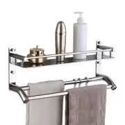 Stainless Steel Bathroom Shelf Rack with Towel Holder Towel Hooks For Bathroom