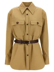 [Saint Laurent] Saint Laurent-Saharienne Camicie Beige-Donna 40FR