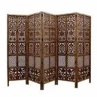 Indien Antique Furniture Handcraft Wooden Partition Screen Room Divider 5 Panels
