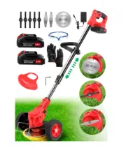 Cordless Electric Grass String Trimmer Lawn Edger Weed Wacker Cutter + 2 Battery
