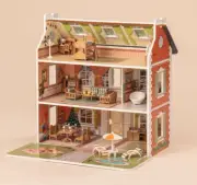 Robud Robotime Colonial Style Dollhouse WDH07 *BOX DAMAGED-See pictures*