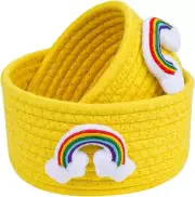 Lixinju Small Basket for Organizing Small Woven Basket Set of 2 Rainbow Small...