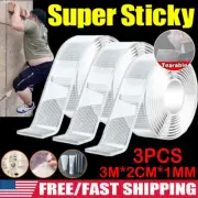 3PCS Tape Double Sided Traceless tearable Washable Adhesive Invisible Gel