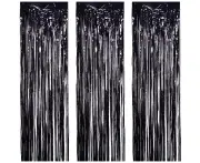 3 Pack Foil Curtains Metallic Foil Fringe Curtain