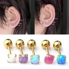 Stud Crystal Ball Cartilage Earrings Opal End Ball Piercing Rook / Gem Flat