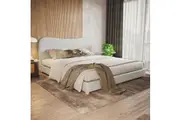 Ginnie Curved Linen Fabric Cloud Bed Frame - Grey - King