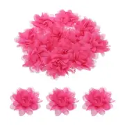 12pcs Chiffon Flowers, 3 Inch Rose Red Artificial Fabric Flowers for Crafts