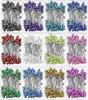 Tanstic 1200Pcs 12 Colors Sewing Pins Kit, 1.57 Inch Straight Pins with Colored Heads, Pearlized Ball Head Quilting Pins Craft Positioning Pins for Dressmaker, Jewelry DIY Decoration, Sewing Projects