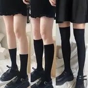 Plain Socks Knee High Socks - Black - One Size