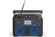 Combo CD Cassette Player, 4000mAh Retro CD Player with FM Radio, Bluetooth Connection, Rechargeable, Portable Radio Cassette Player for Indoor or Outdoor Use