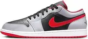 [Nike] Jordan Men's 1 Low Black/Fire Red-Cement Grey (553558 060), Black/Fire Red-cement Grey, 8