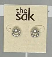 Womens the Sak Silver-Tone & Pearl Circle Stud Earrings